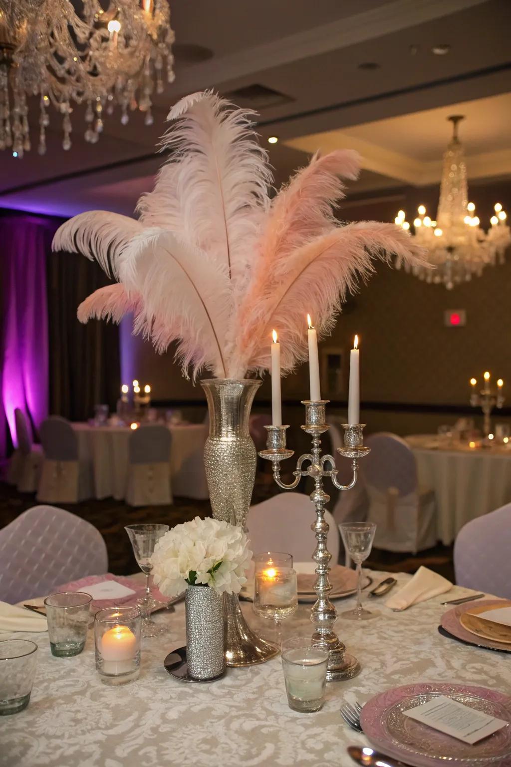 Feathers bring elegance and drama to decor.