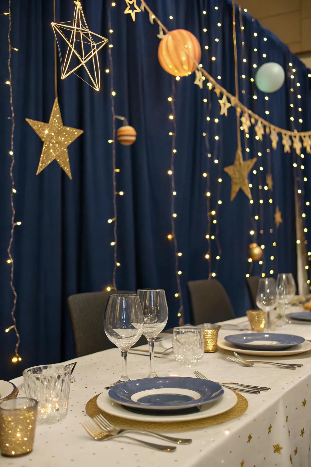 Star-themed decor creates a magical atmosphere.