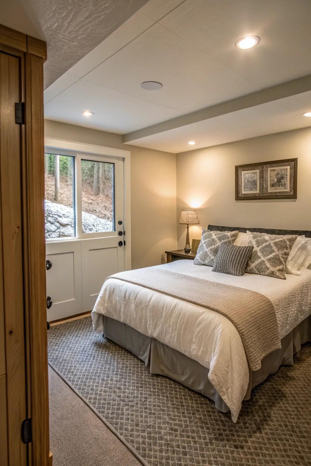 Design a cozy guest suite in your basement for visitors.