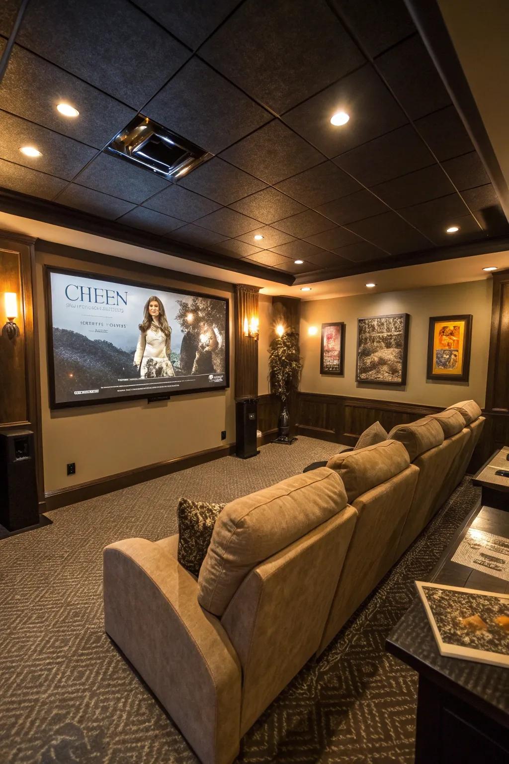 Enjoy cinematic experiences in your basement home theater.