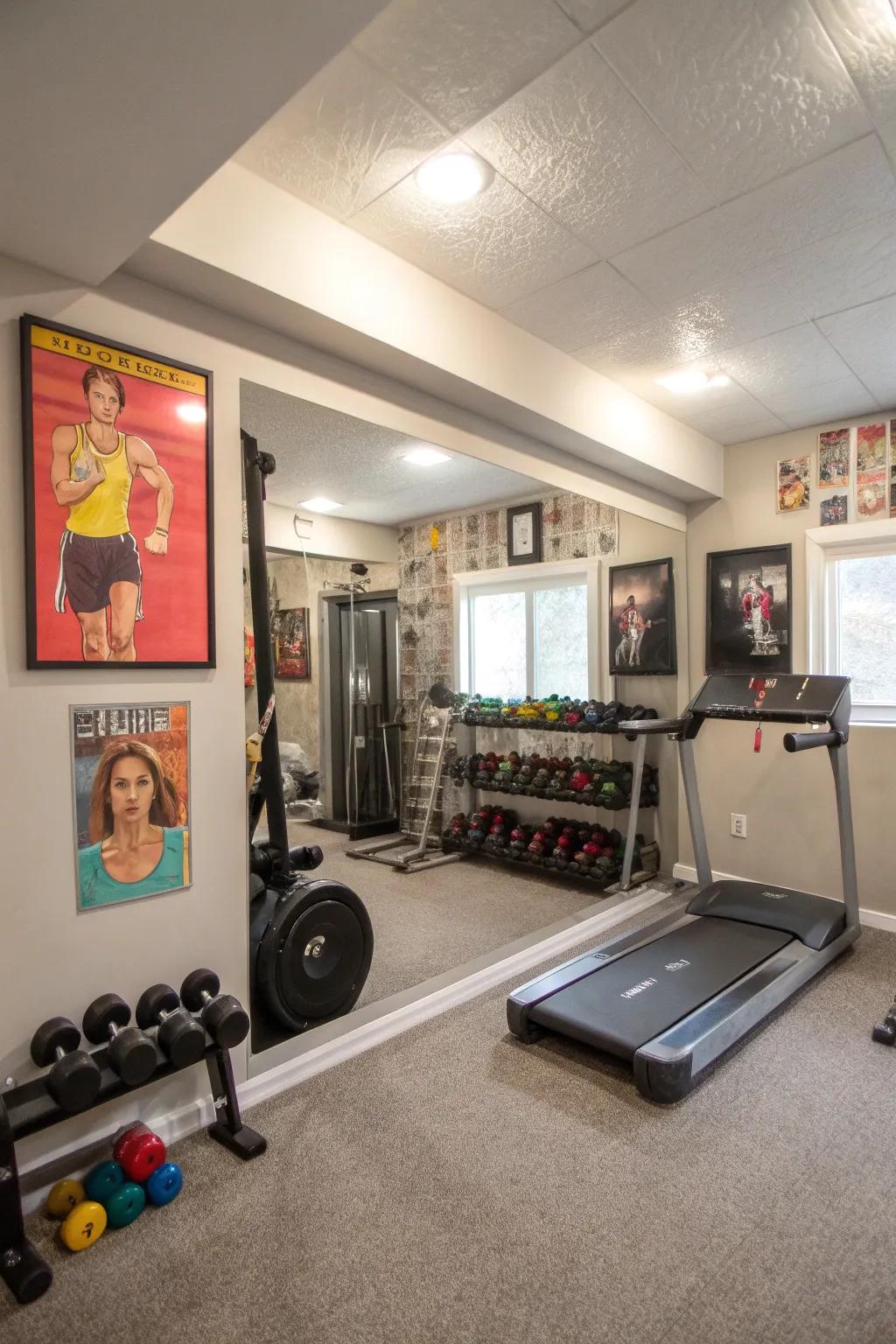 Stay fit with a dedicated workout space in your basement.