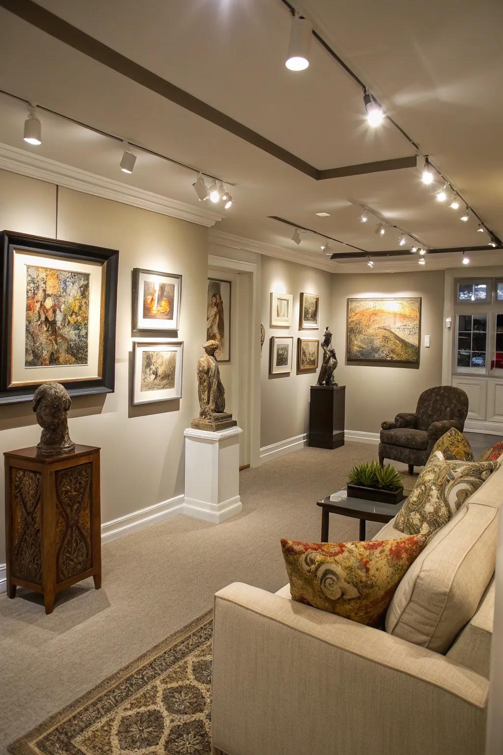 Showcase your creativity in a basement art gallery.