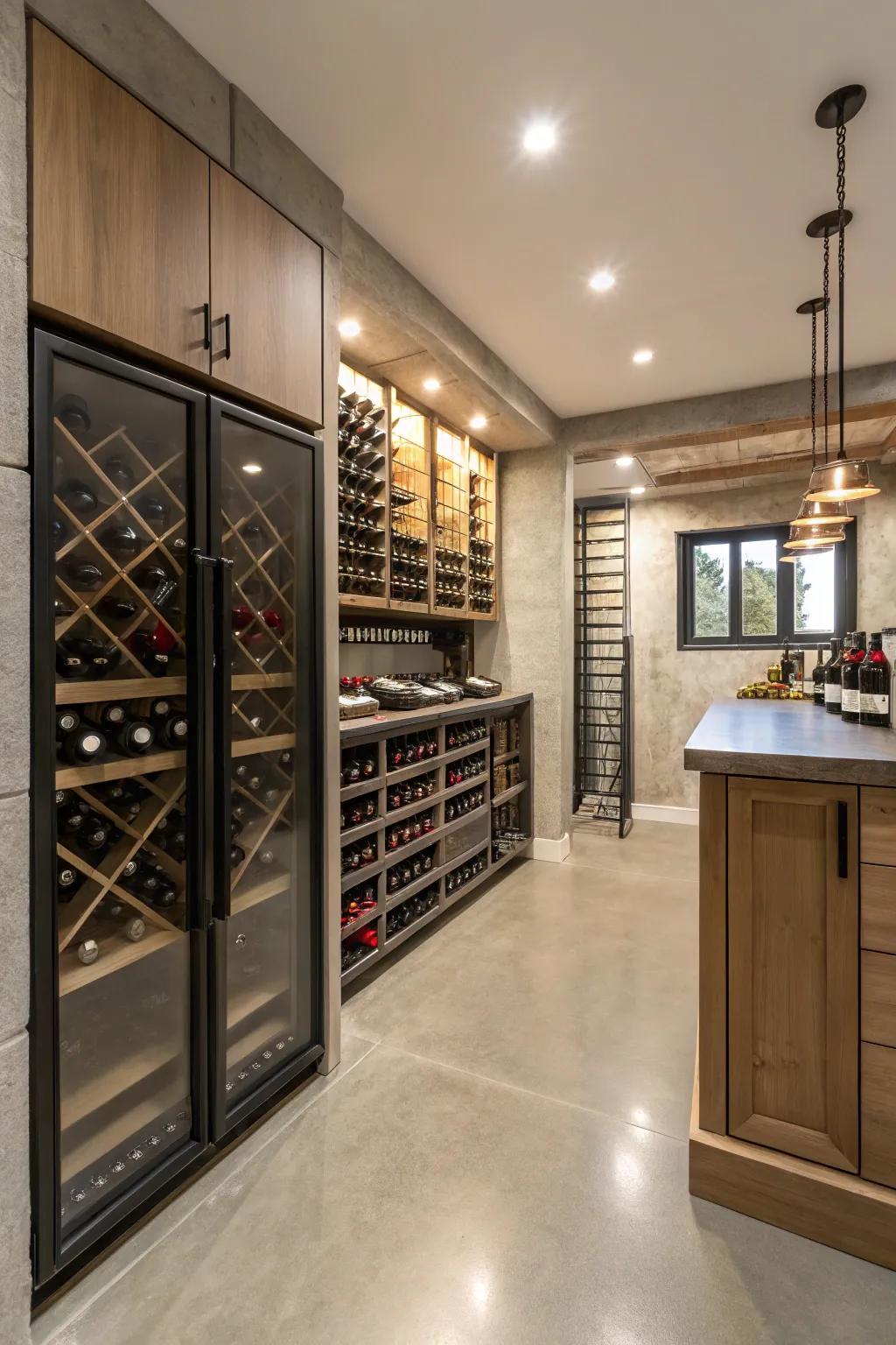 A stylish wine cellar adds charm to your basement.