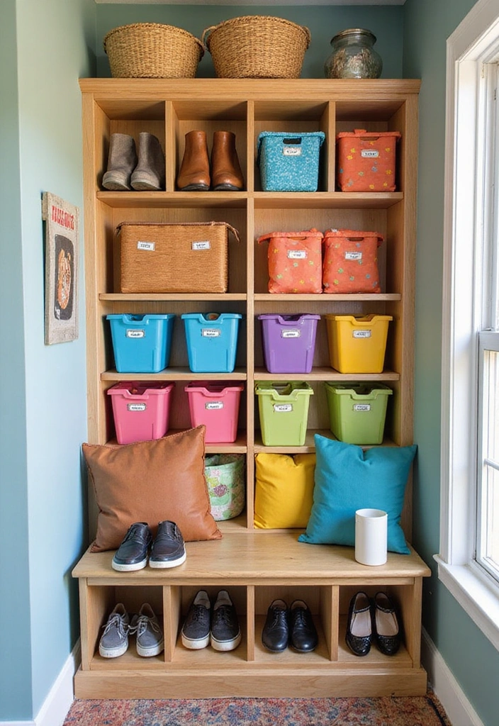 Baskets and Cubbies for Mudroom