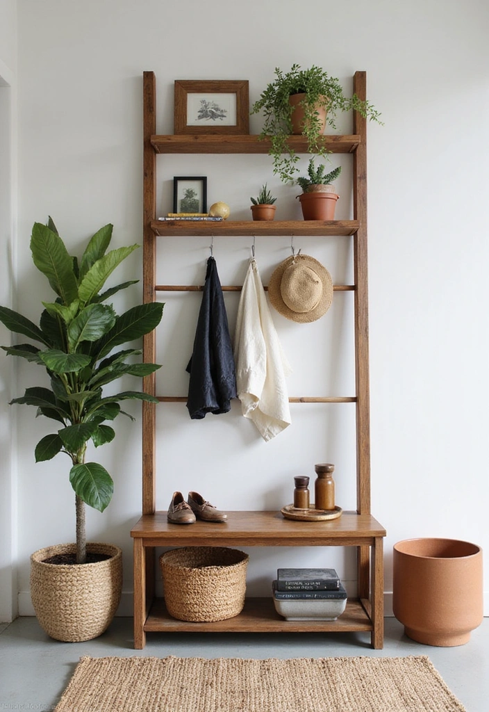 Ladder Shelves for Mudroom