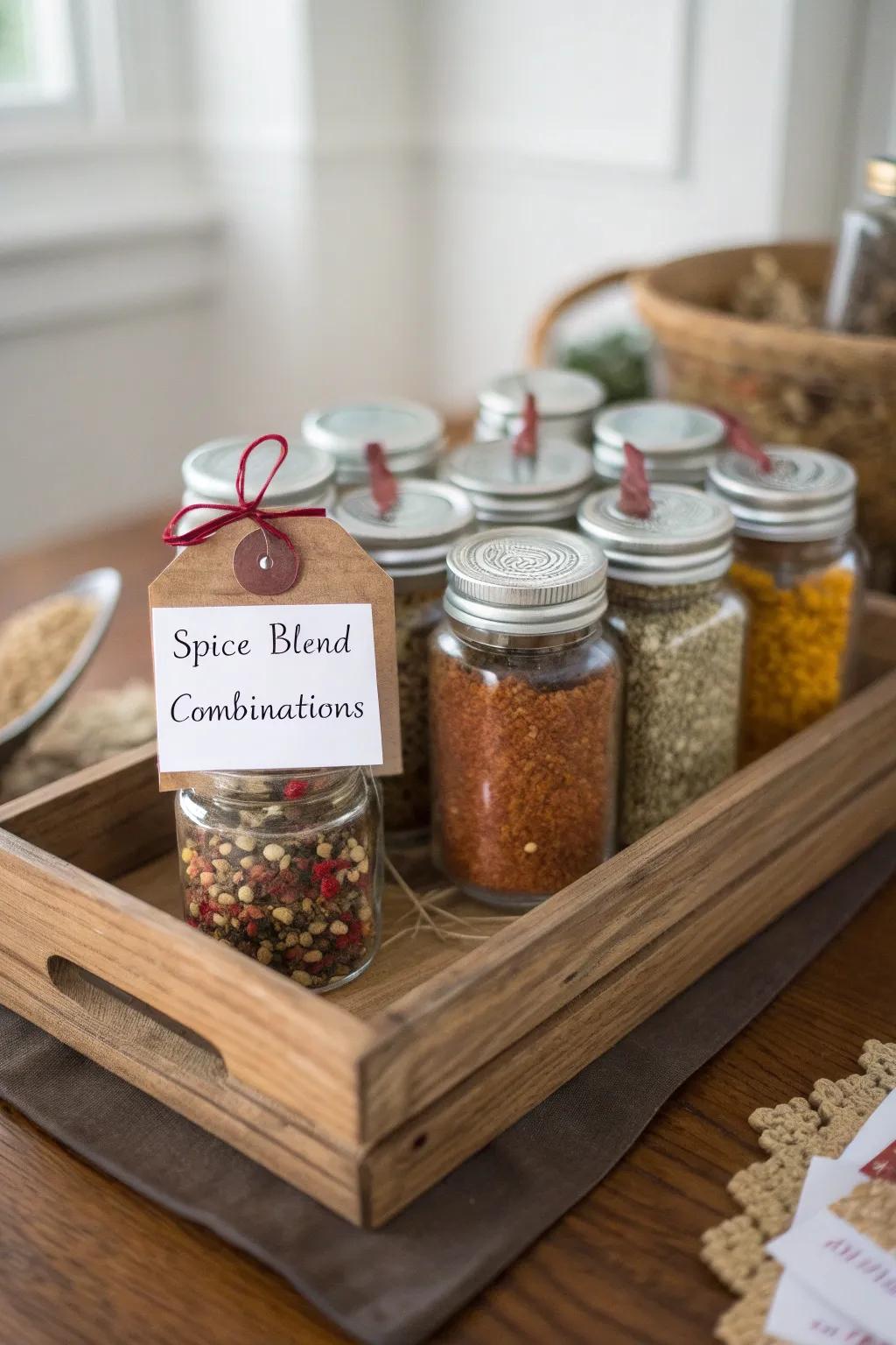 Assorted holiday spice blends in jars