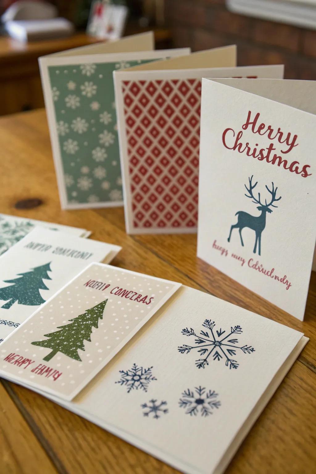 Hand-stamped holiday greeting cards