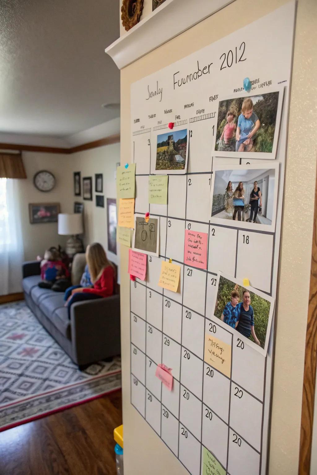 Personalized wall calendar with family photos