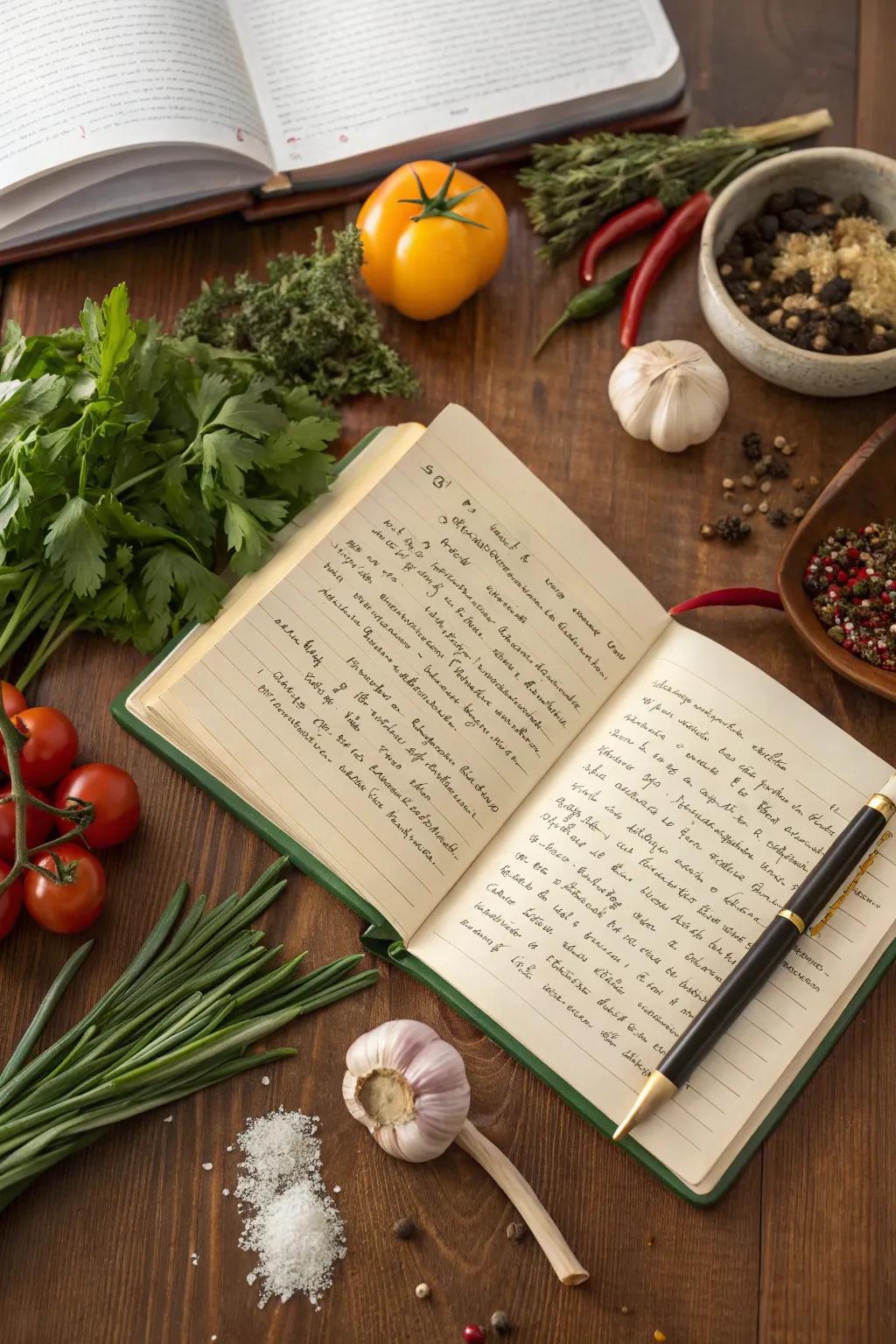 Personalized recipe book with handwritten notes