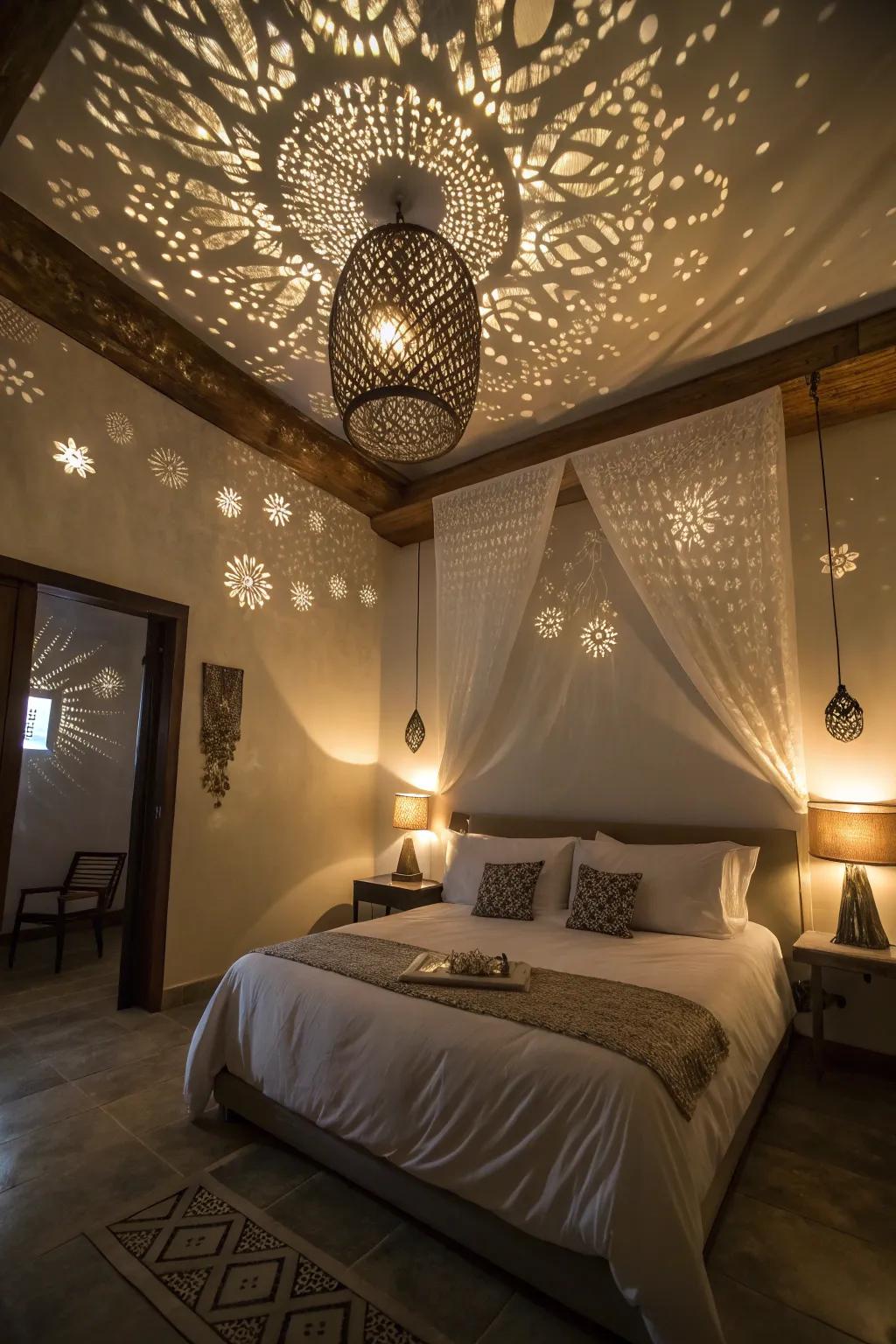 Creative lighting that casts artistic shadows.