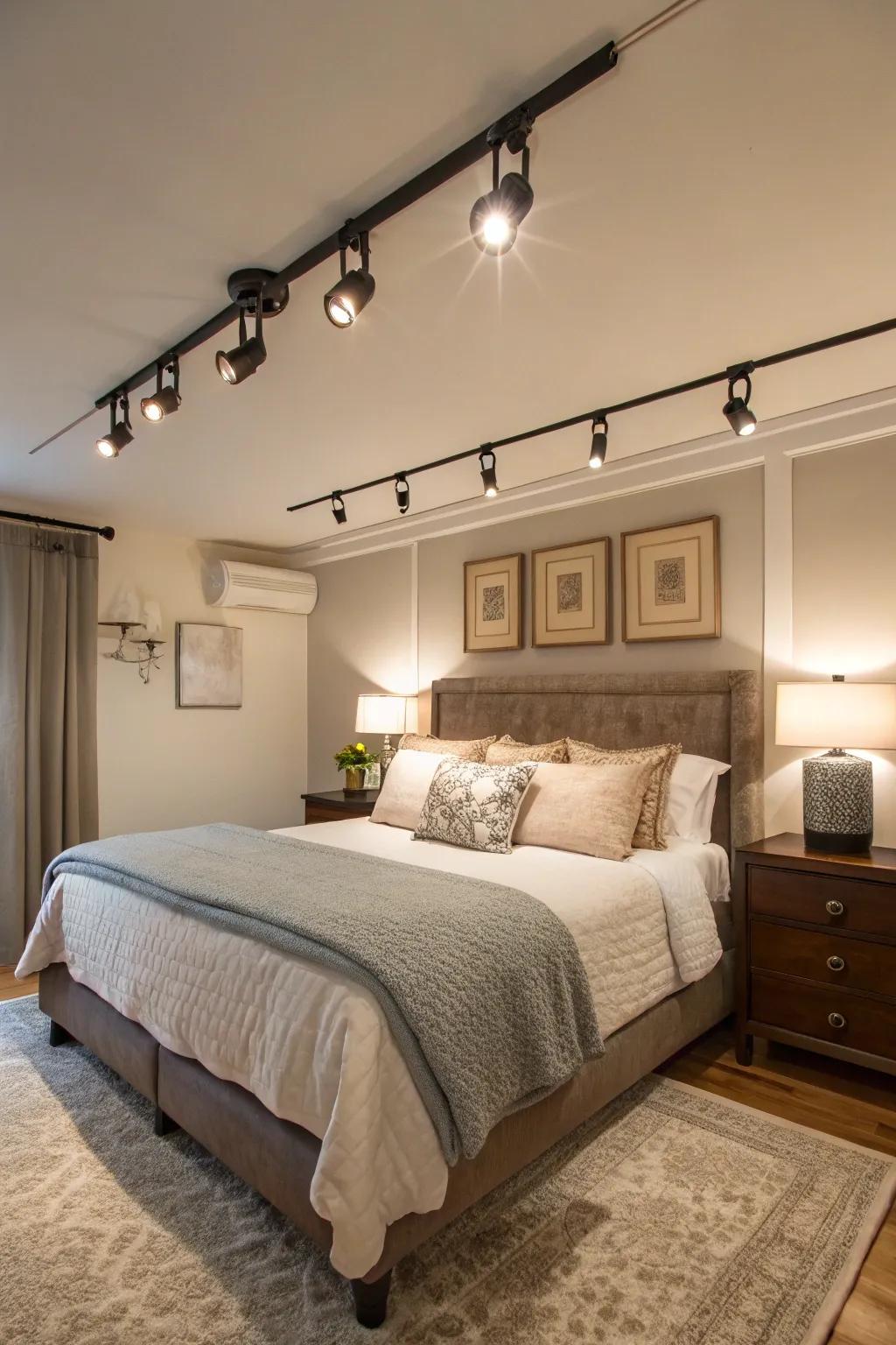 Track lighting offering customizable illumination.