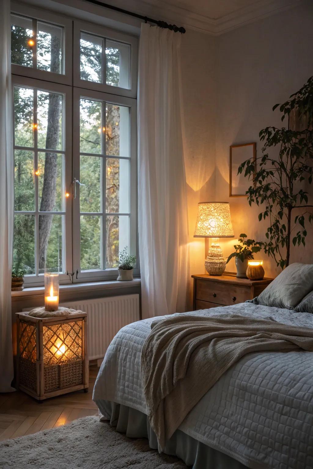 Combining natural and ambient light for tranquility.