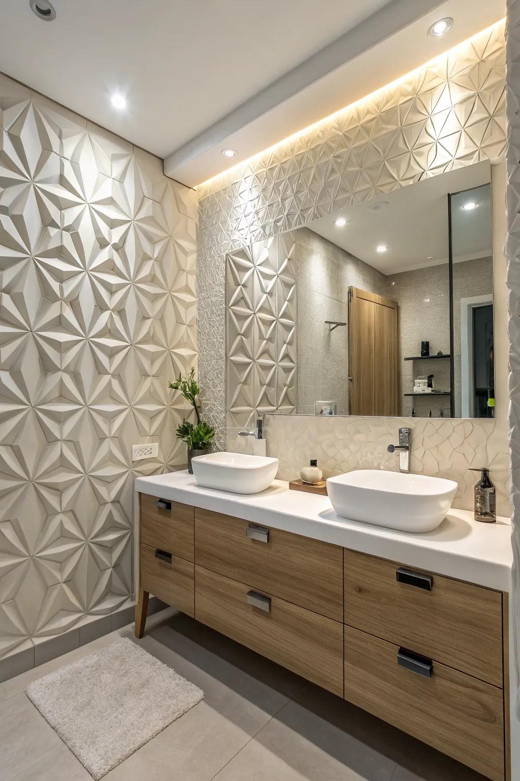 Modern sophistication with 3D wall panels.