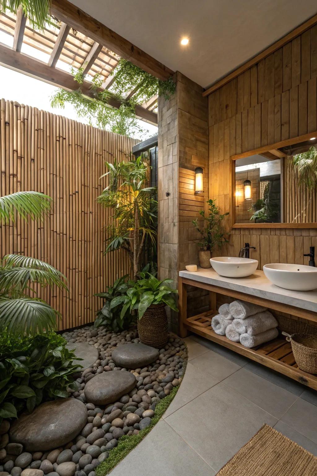 Sustainable elegance with bamboo panels.