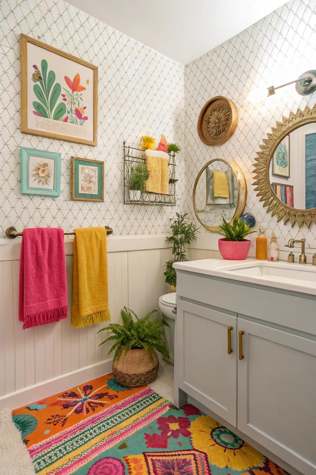 Personalized style with wallpapered panels.