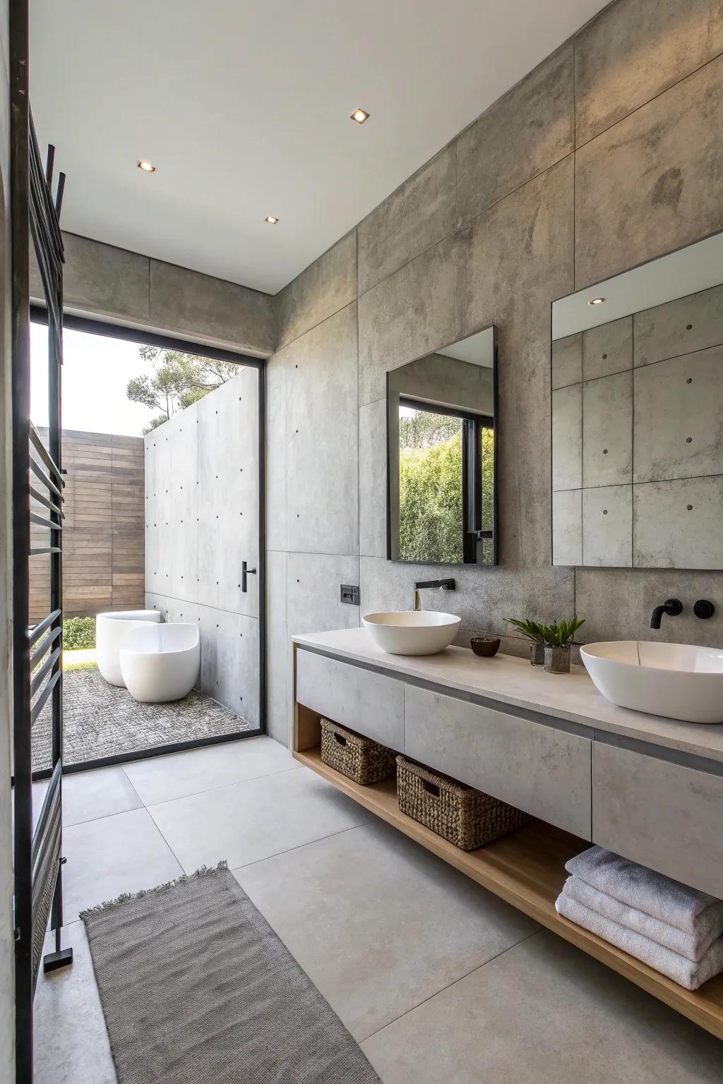 Urban sleek with concrete look panels.