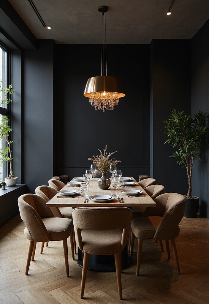 Black Accent Wall in Dining Room