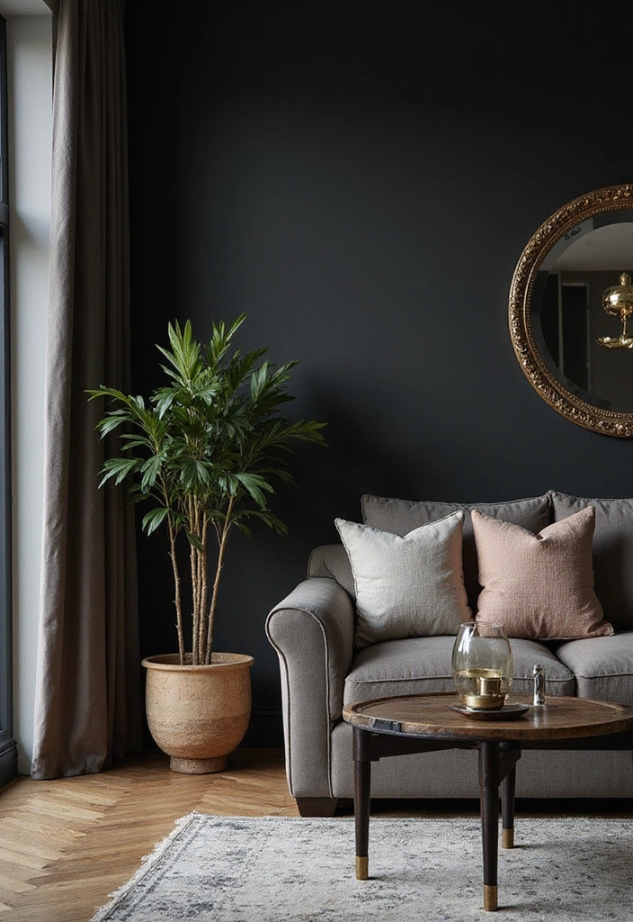 Black Accent Walls with Metallic Finishes