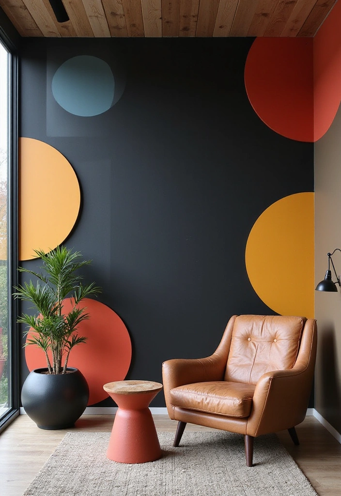 Geometric Patterns on Black Accent Walls