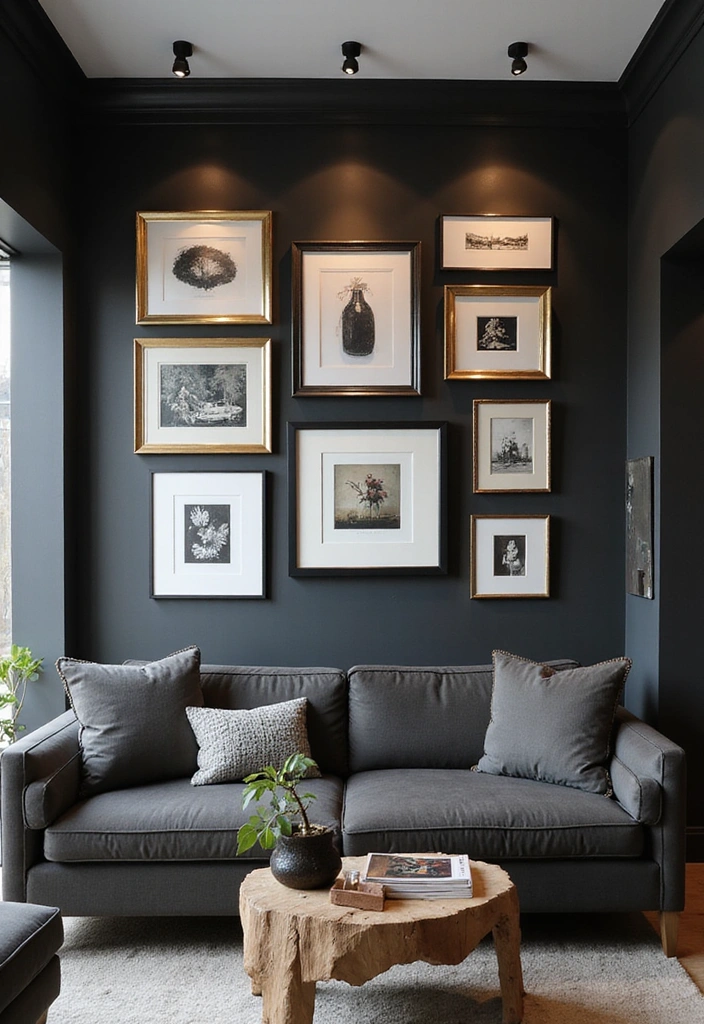 Gallery Wall on Black Accent Wall