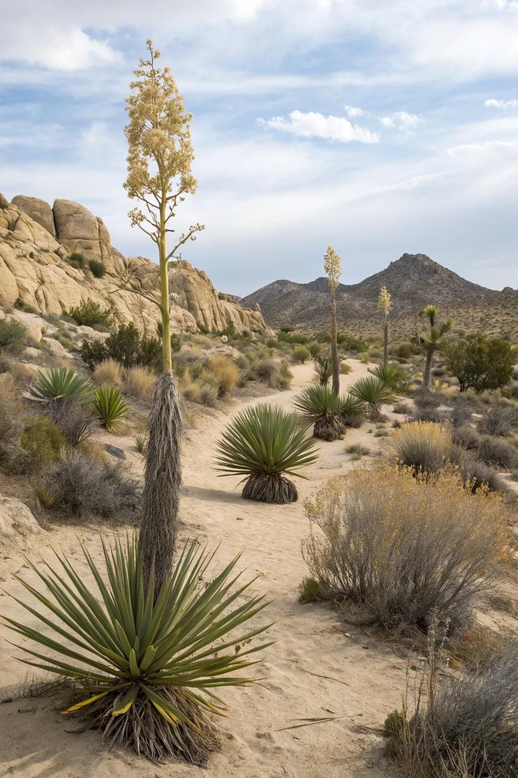 Thriving native plants enhancing the desert landscape's natural beauty.