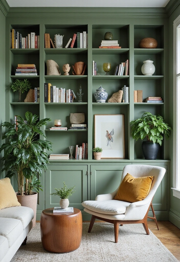 Green-Themed Bookshelves