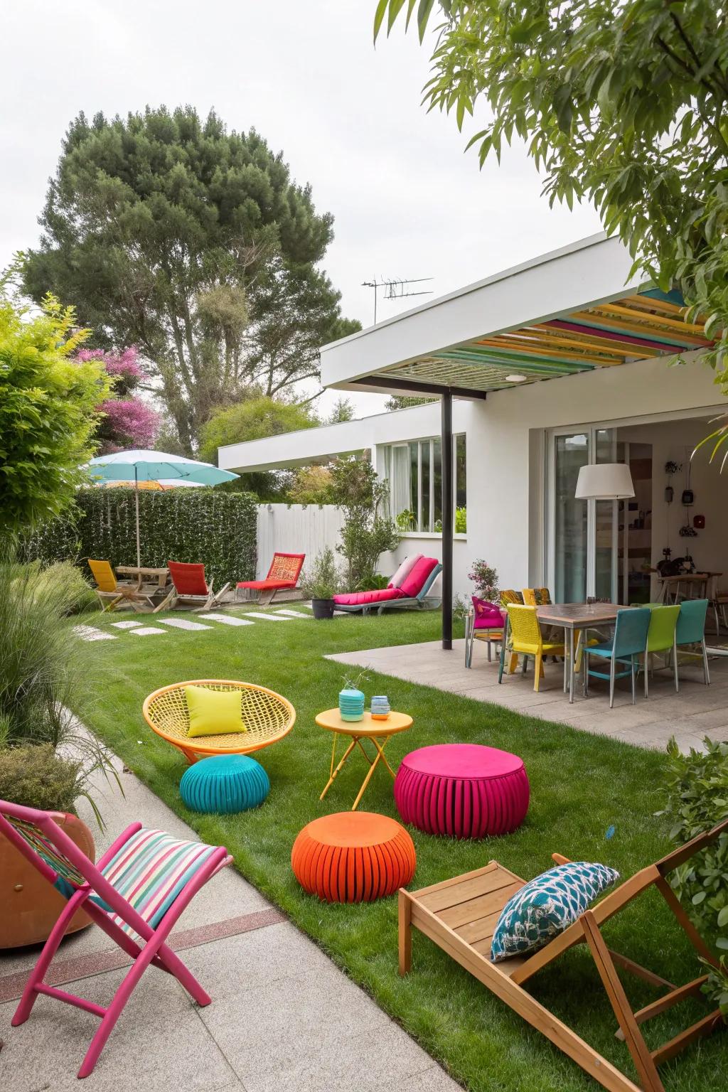 Liven up your backyard with bold color choices.