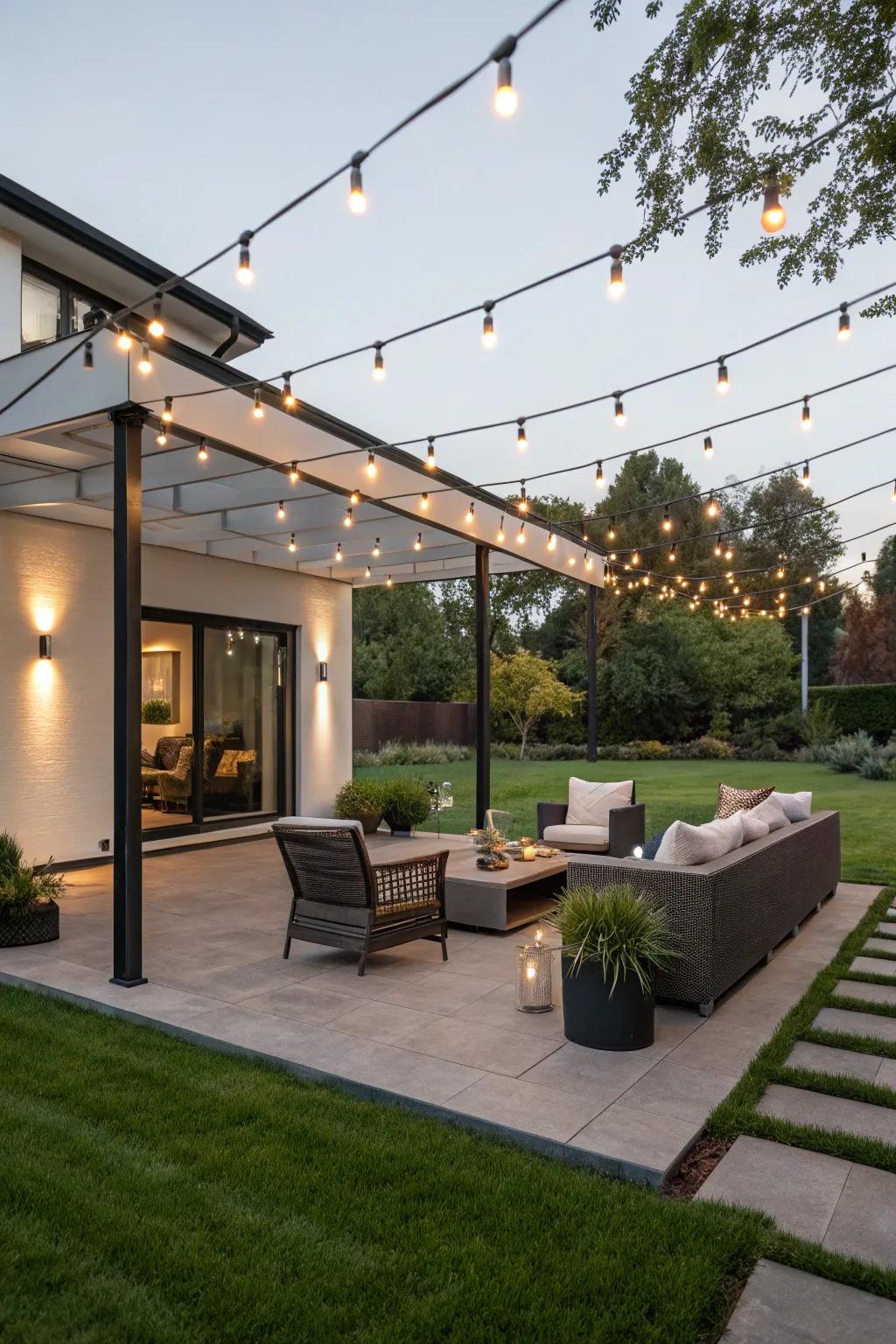Set the mood with beautiful outdoor lighting.
