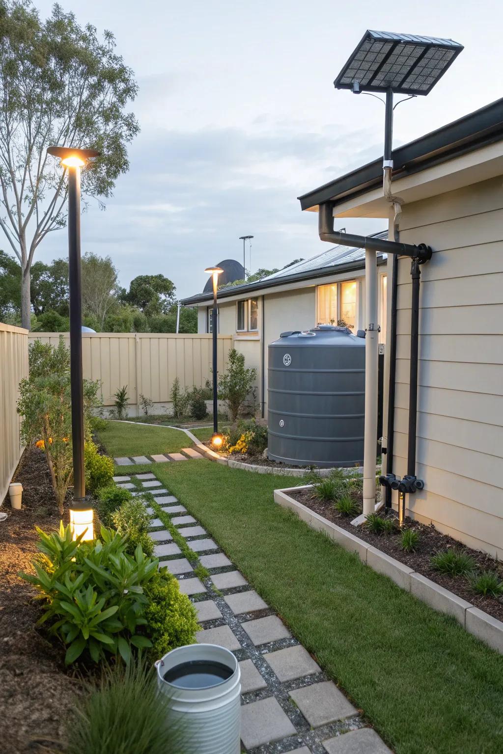 Incorporate sustainable elements for a greener backyard.