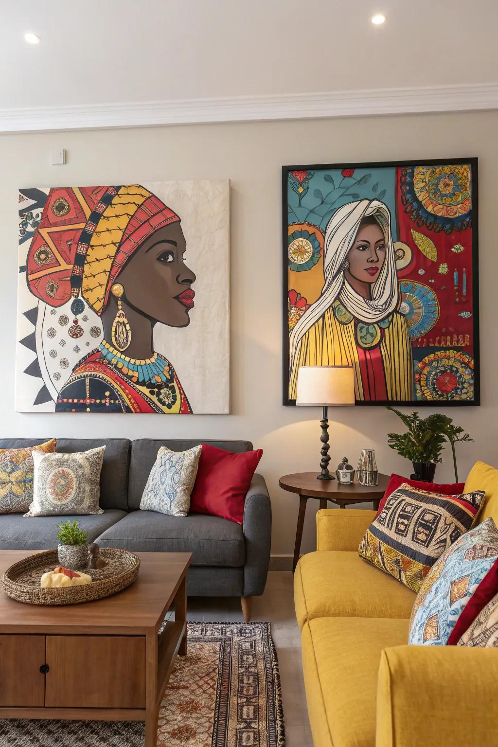 Combine cultural motifs with pop art vibrancy.