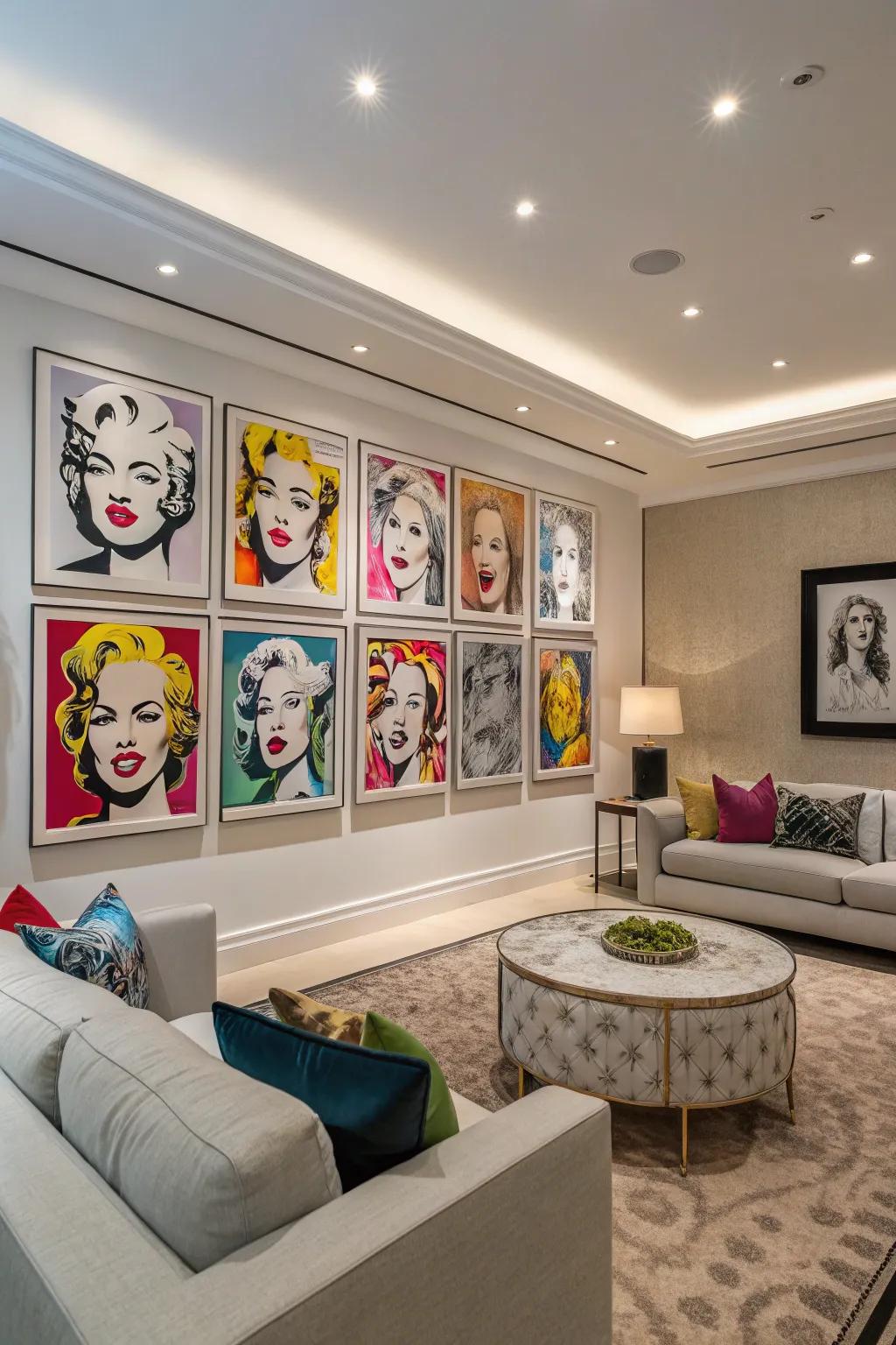 Use repetition to unify your pop art display.