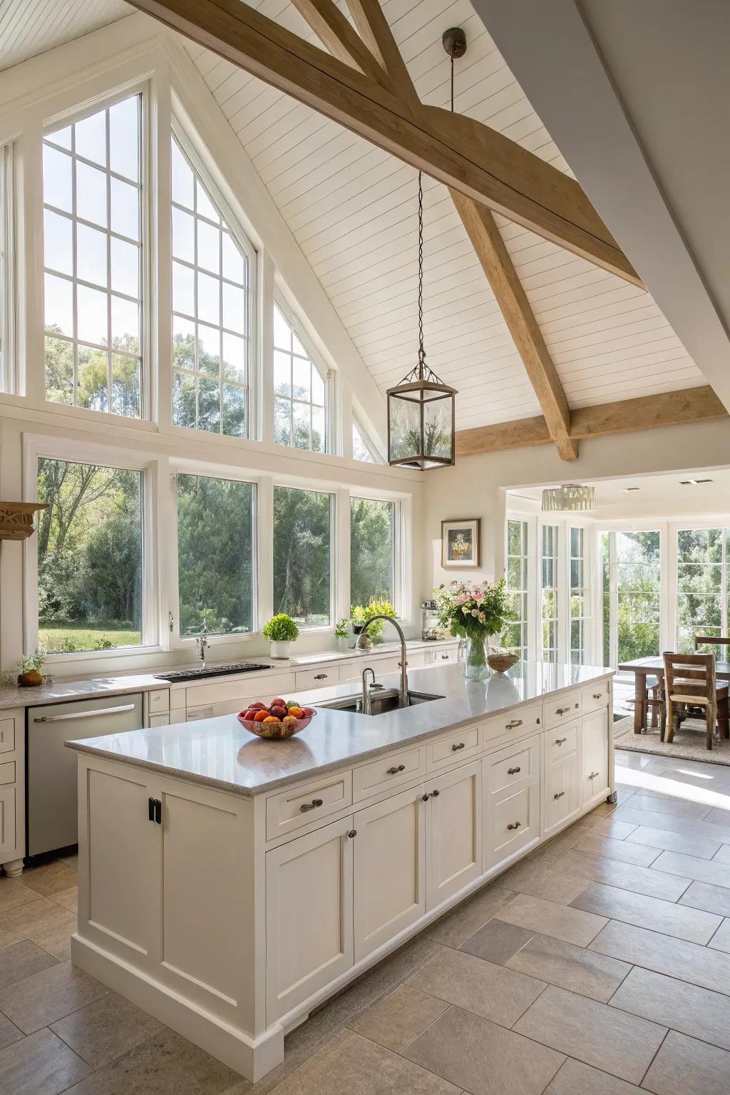 Create an airy atmosphere with vaulted ceilings.