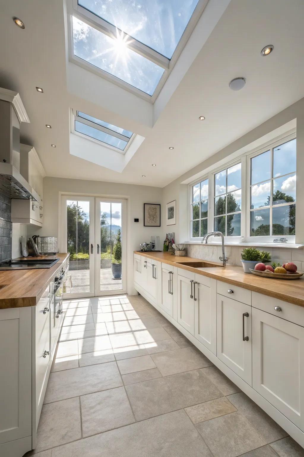 Skylights brighten kitchens with natural sunlight.