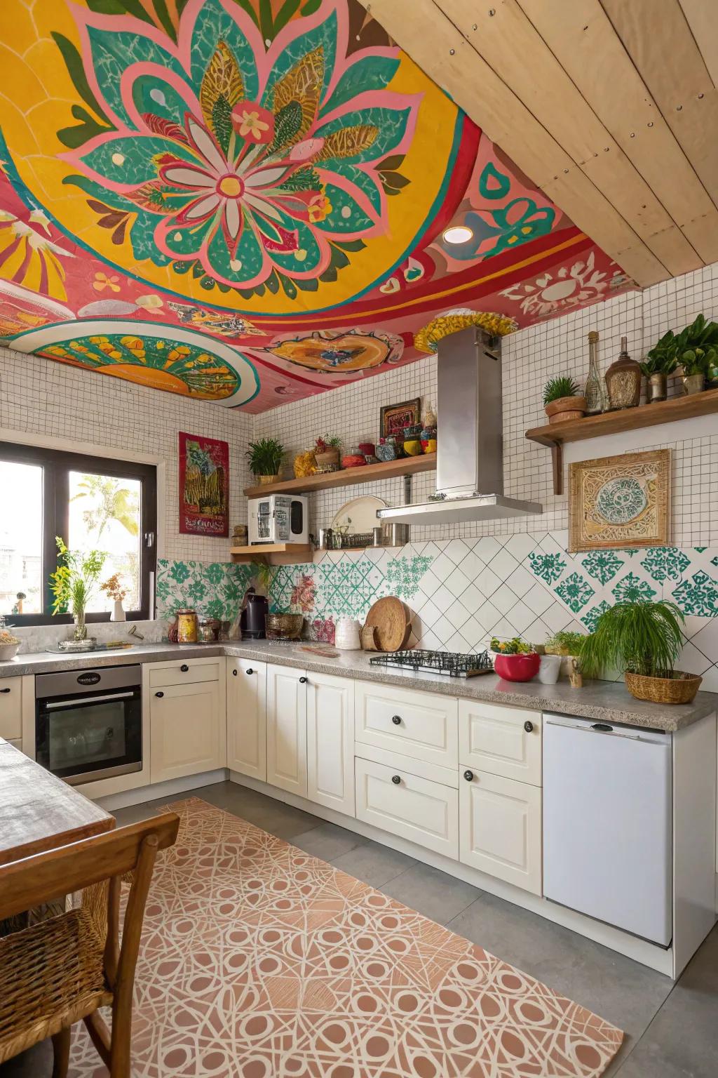 Turn your ceiling into a canvas with murals.