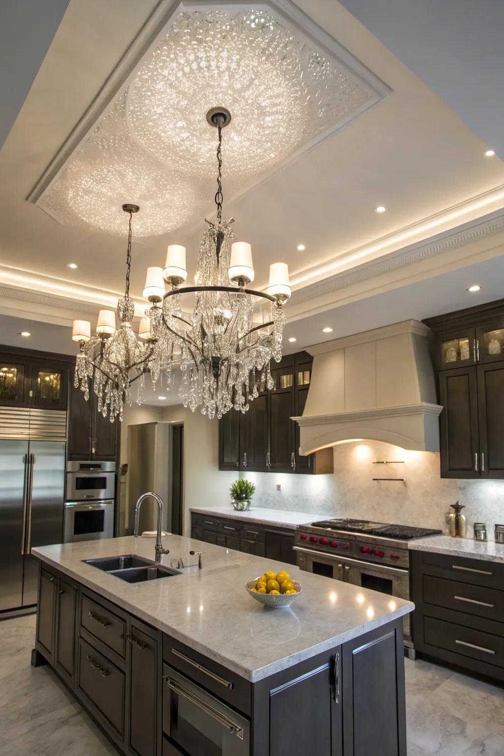 Elevate kitchen style with striking lighting.