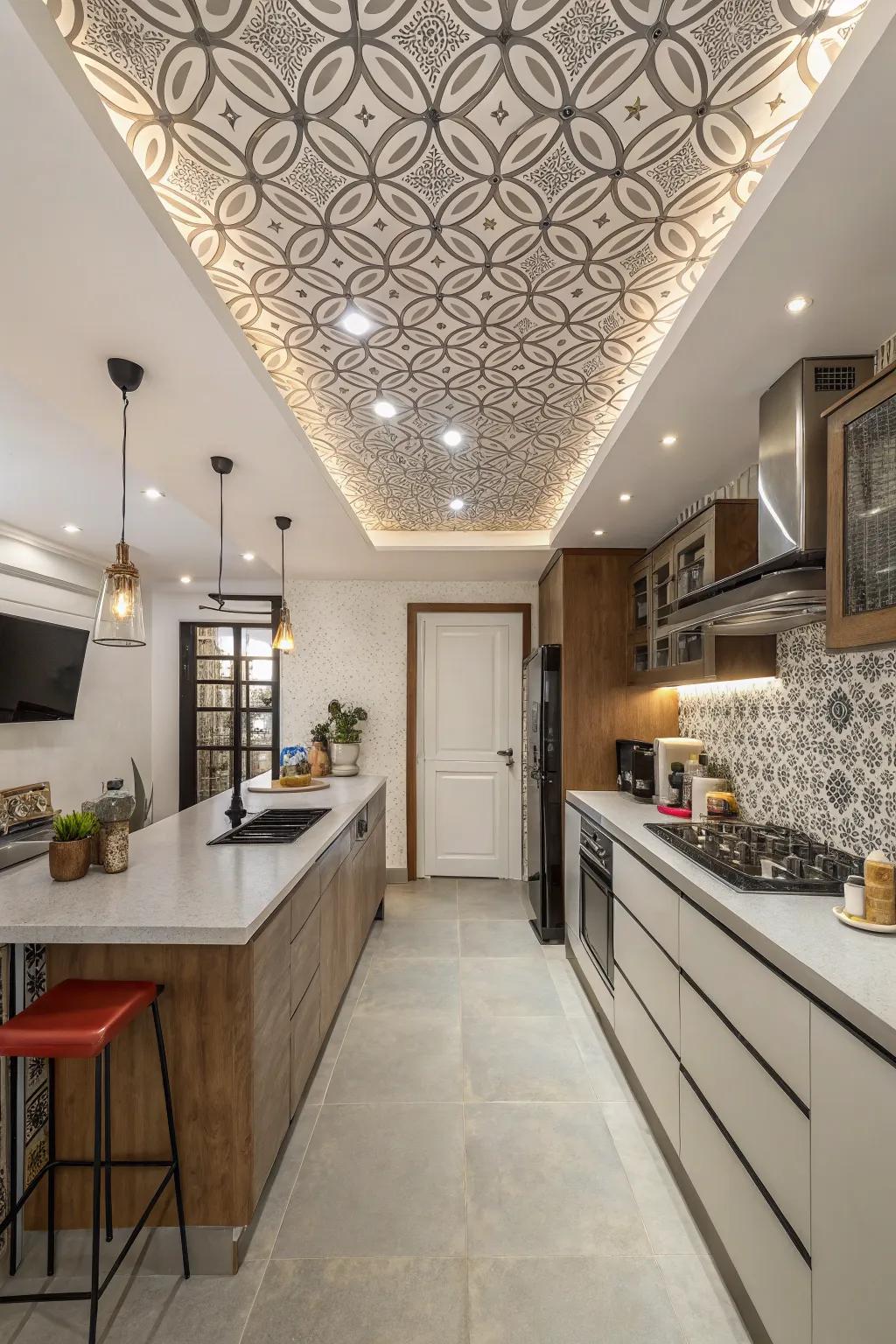 Use ceiling designs to create visual illusions of space.