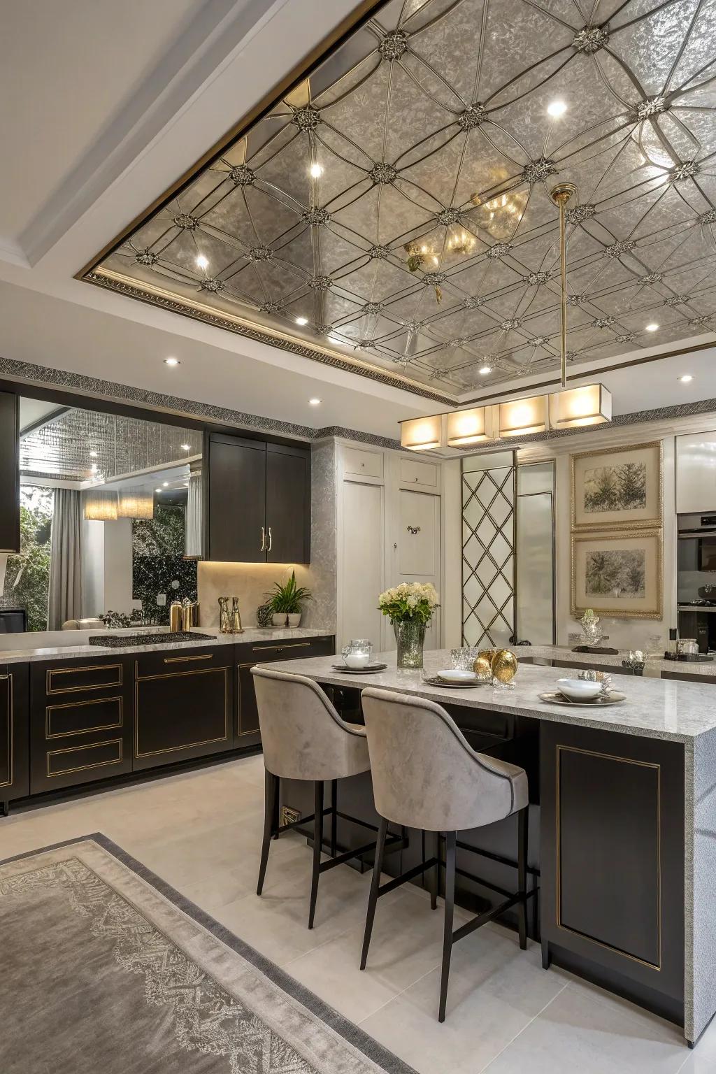 Mirrored ceilings create an illusion of spaciousness.