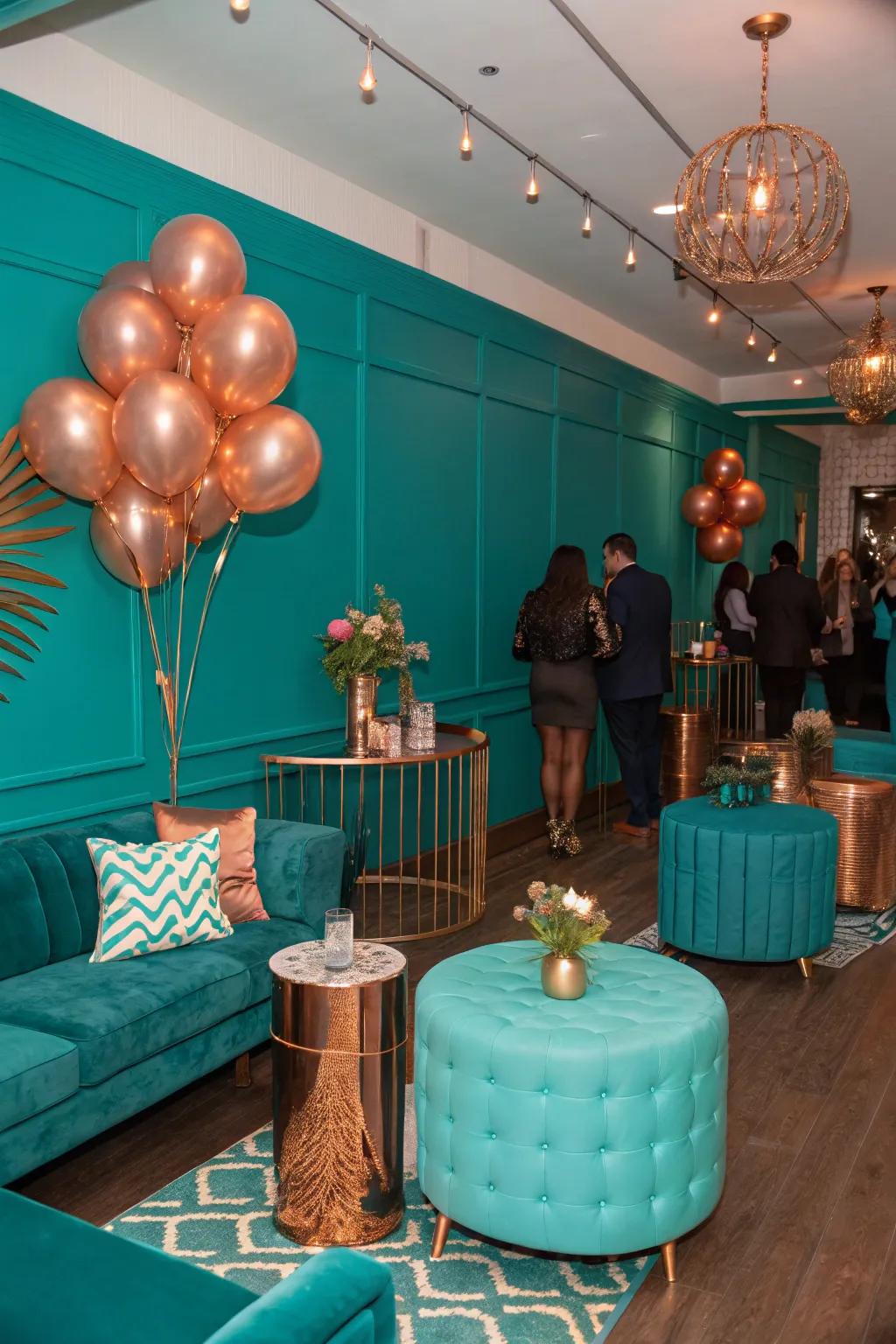 Vibrant and unconventional color palette for party decor.