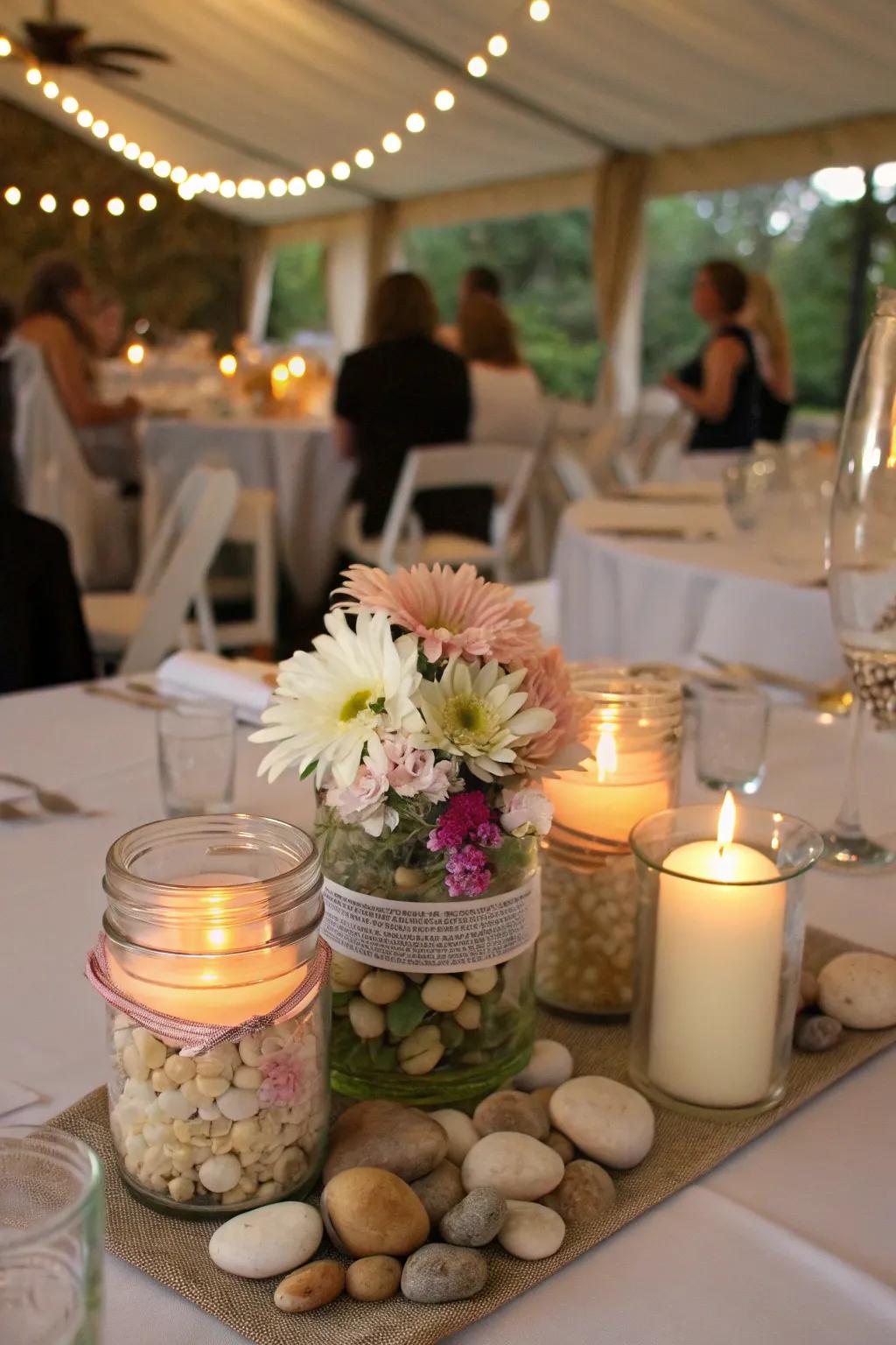 Custom centerpieces reflecting the party's theme.