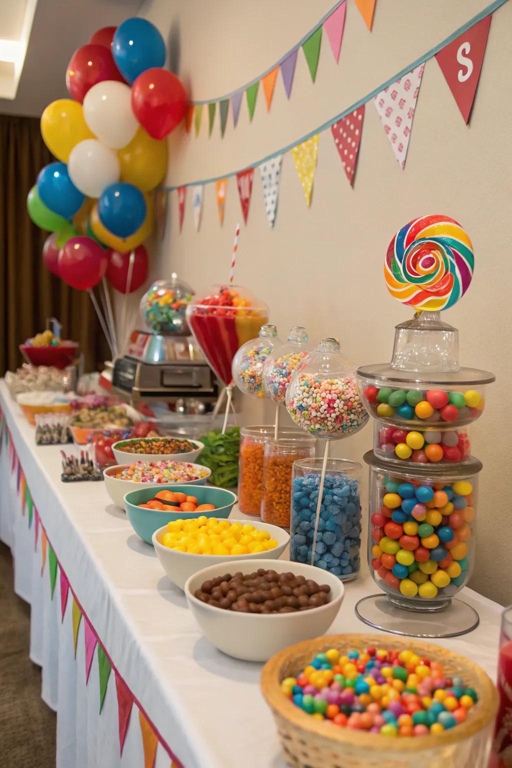 Candy buffet offering a variety of sweets.
