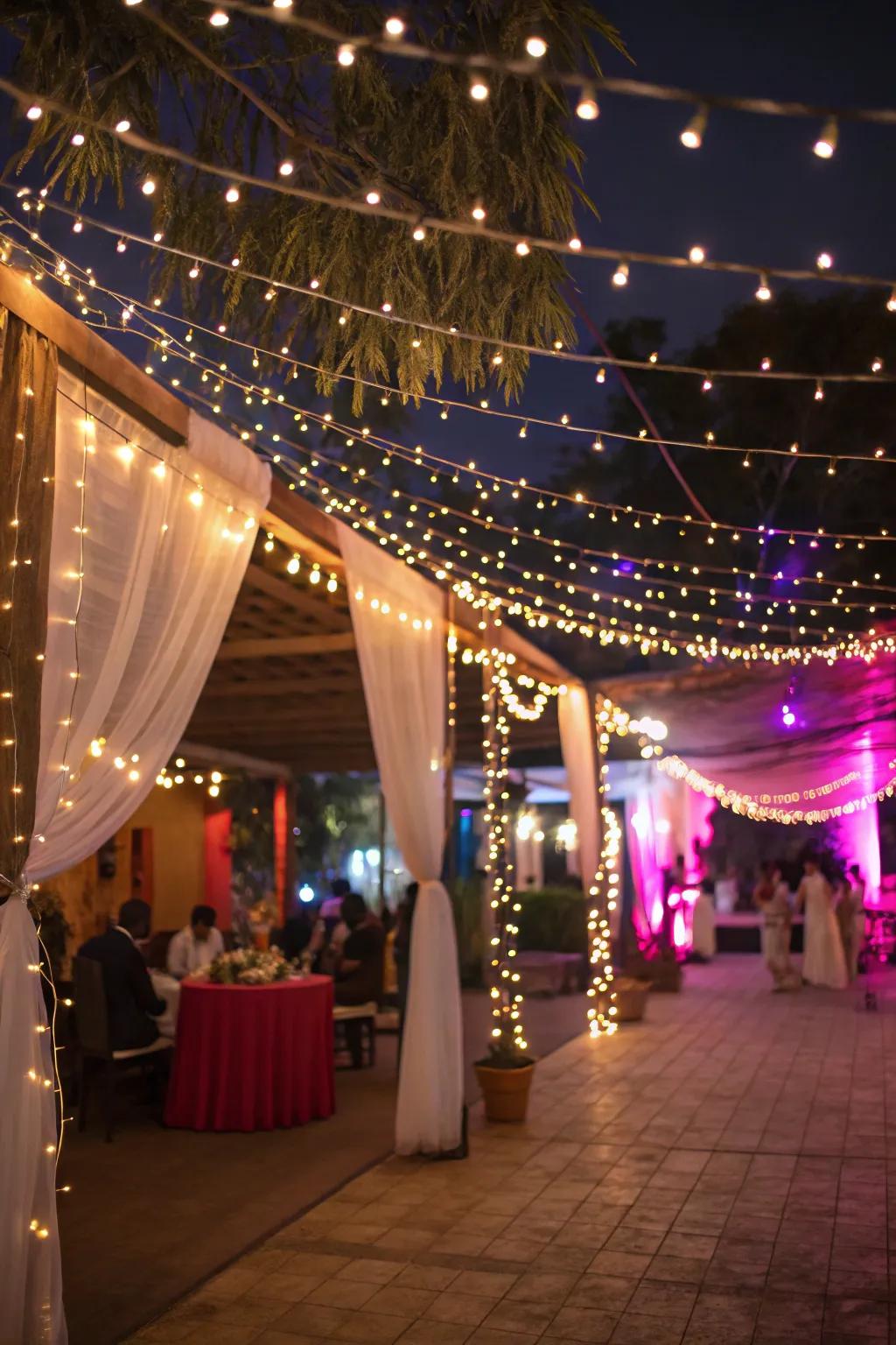 Fairy lights casting a warm, inviting glow.