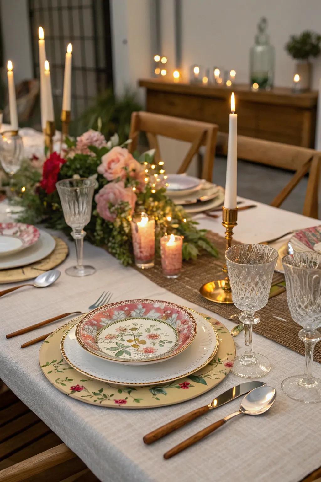 Themed dinnerware enhancing the dining experience.