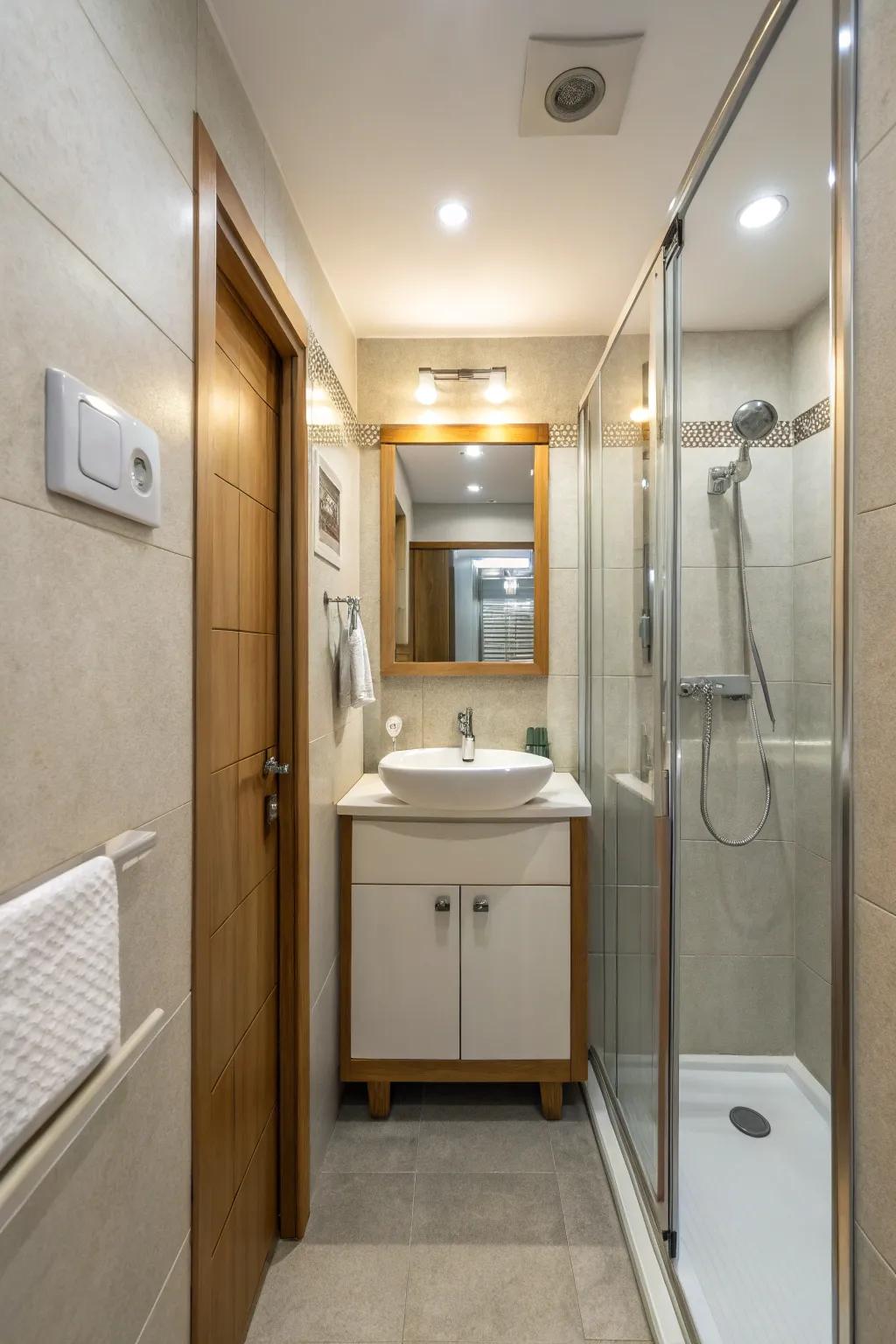 Well-planned lighting enhances mood and spaciousness in small bathrooms.