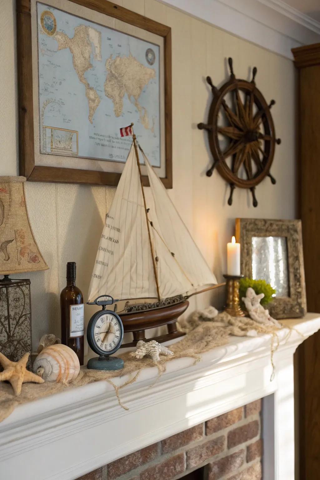 Nautical décor elements add authentic seaside character.