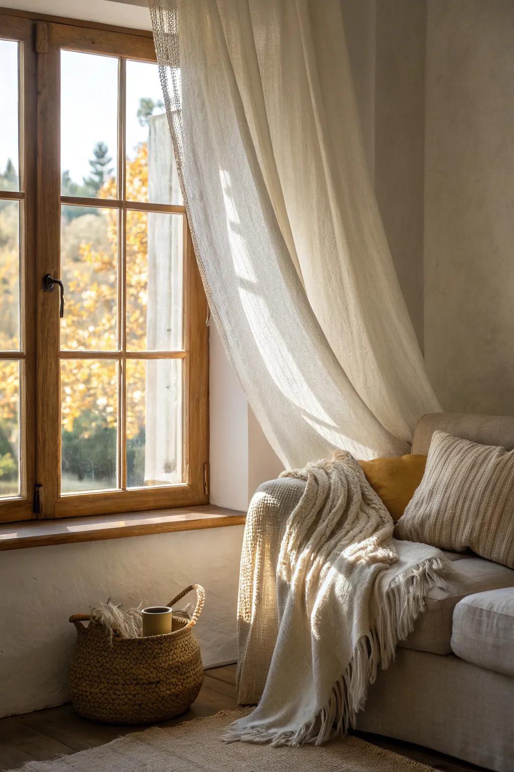 Lightweight fabrics create a breezy, coastal atmosphere.