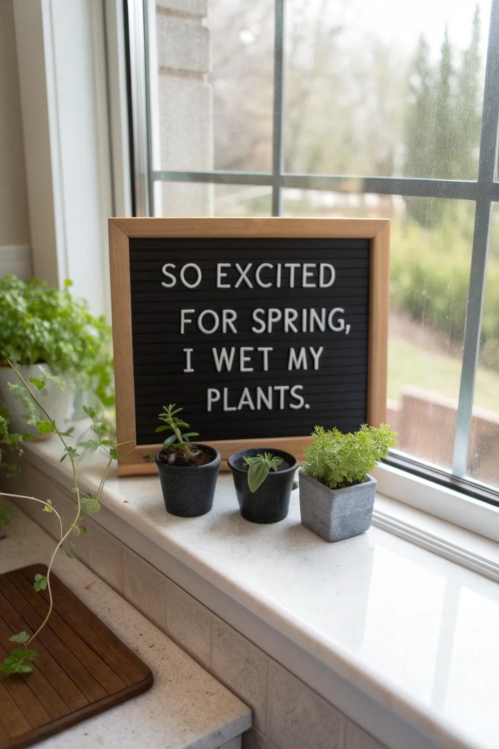 Show your gardening passion with a witty spring quote.
