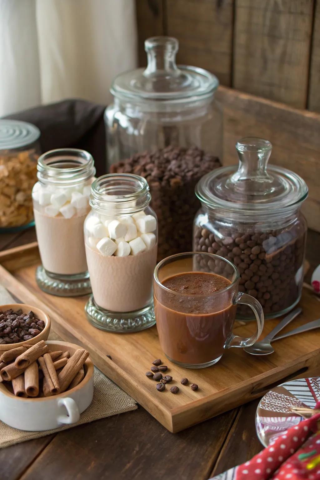 Set up a cozy hot drink bar with tasty toppings.
