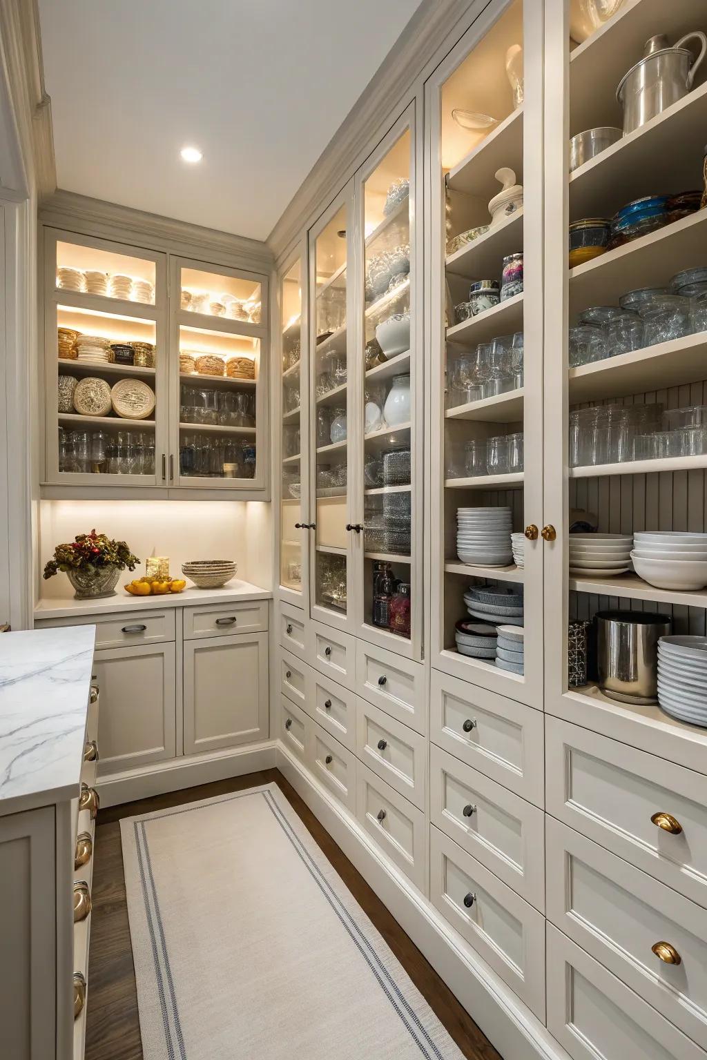 Tall cabinets utilize vertical space efficiently.