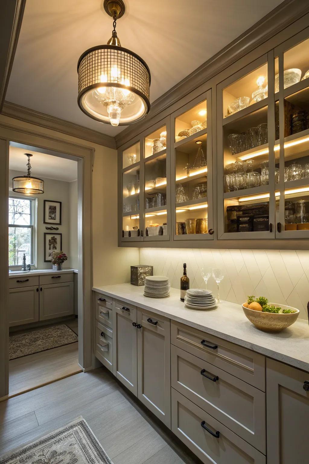 Layered lighting enhances both function and ambiance.