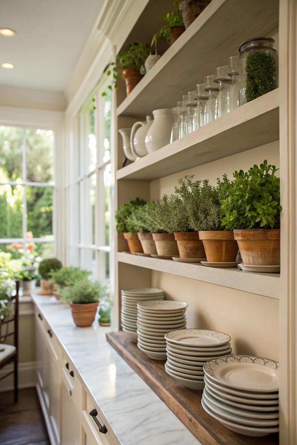 Plants add freshness and life to the pantry.